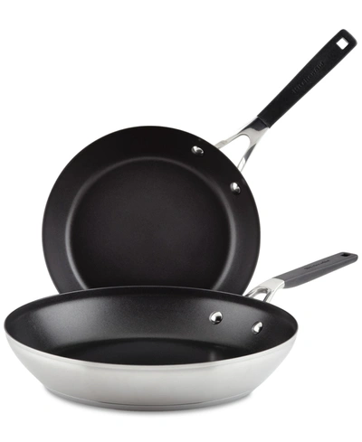 Kitchenaid Stainless Steel 2-pc. Nonstick Frypan Set In Silver