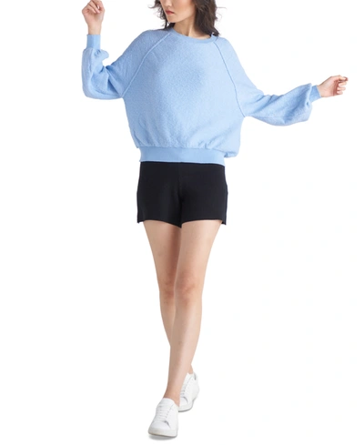 Black Tape Textured Raglan-sleeve Sweater In Clear Blue