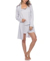 White Mark Women's 3 Piece Striped Pajama Robe Set In Grey