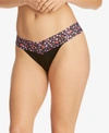 Hanky Panky Supima Cotton Low Rise Thong With Lace Trim In Black Multi