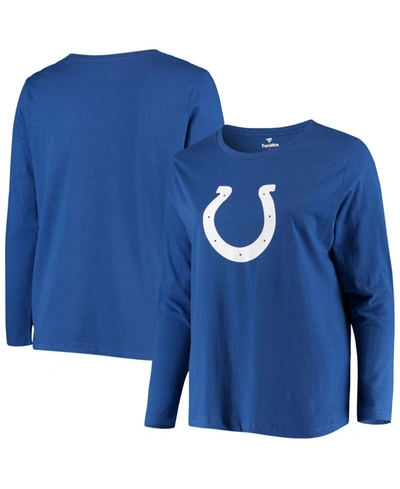 Fanatics Women's Plus Size Royal Indianapolis Colts Primary Logo Long Sleeve T-shirt In Royal Blue