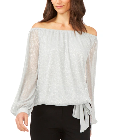 Msk Metallic Off-the-shoulder Top In Silver