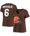 FANATICS WOMEN'S PLUS SIZE BAKER MAYFIELD BROWN CLEVELAND BROWNS NAME NUMBER V-NECK T-SHIRT