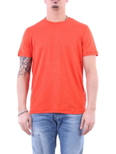 Majestic V-neck Linen-blend T-shirt In Orange
