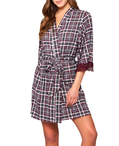 Icollection Plus Size Jessie Cozy Robe In Multi