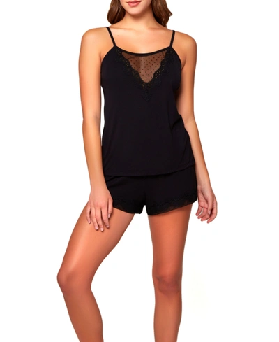 Icollection Women's Molly Soft Knit Camisole And Short Set In Black