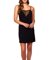 ICOLLECTION WOMEN'S MOLLY SOFT KNIT ELEGANT DOTTED MESH PLUNGE CHEMISE LINGERIE