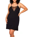 ICOLLECTION PLUS SIZE MOLLY SOFT KNIT ELEGANT DOTTED MESH PLUNGE CHEMISE LINGERIE