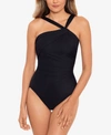 Miraclesuit Rock Solid Europa Asymmetric Underwire One Piece Swimsuit In Black