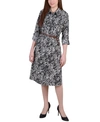 NY COLLECTION WOMEN'S 3/4 ROLL TAB SLEEVE SHIRTDRESS