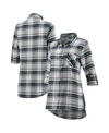 CONCEPTS SPORT WOMEN'S CHARCOAL, GRAY CAROLINA PANTHERS ACCOLADE FLANNEL LONG SLEEVE BUTTON-UP NIGHTSHIRT