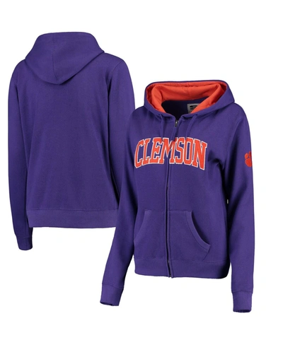 COLOSSEUM WOMEN'S PURPLE CLEMSON TIGERS ARCHED NAME FULL-ZIP HOODIE