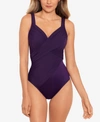 Miraclesuit Rock Solid Revele Twist-front Allover Slimming Underwire One-piece Swimsuit Women's Swimsuit In Sangria Purple
