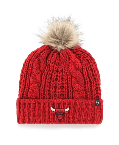 47 Brand Women's Red Chicago Bulls Meeko Cuffed Knit Hat With Pom