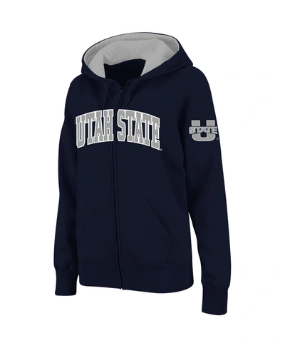 Colosseum Stadium Athletic Navy Utah State Aggies Arched Name Full-zip Hoodie
