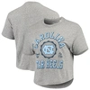 Pressbox Gray North Carolina Tar Heels Bishop Tri-blend Knobi Crop T-shirt In Gray