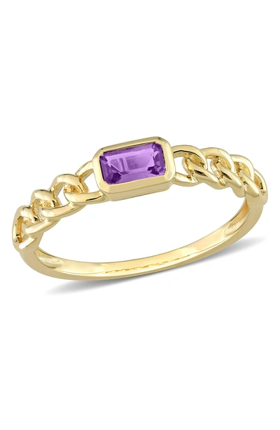 Delmar 10k Yellow Gold Octagon Amethyst Chain Link Ring In Purple