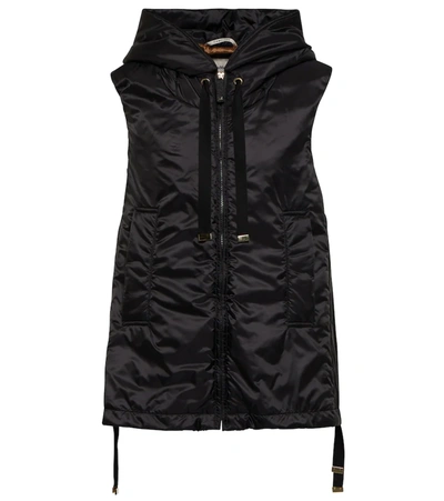 Max Mara The Cube Greengo Hooded Padded Shell Vest In Black