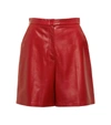 Max Mara Lacuna Leather Shorts In Red