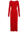 Altuzarra Damali Layered Belted Ribbed-knit Midi Dress In Holly Red