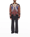 Balmain Reversible Patchwork Print Nylon Bomber Jacket In Black/beige