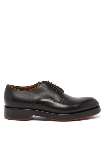 Ermenegildo Zegna Almond-toe Leather Derby Shoes In Black