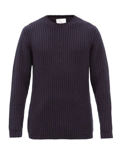 Allude Ribbed-knit Cashmere Sweater In Dark Navy