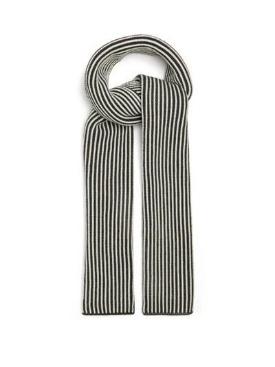 Joseph Heavy-knit Striped Merino-blend Scarf In Dark Grey