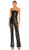 Alice And Olivia Lavera Vegan Leather Jumpsuit In Black
