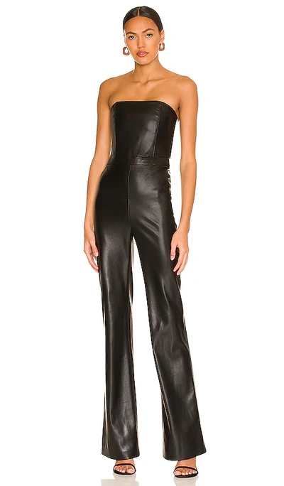 Alice And Olivia Lavera Vegan Leather Jumpsuit In Black