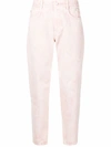 Stella Mccartney Faded Cropped Jeans In Pink