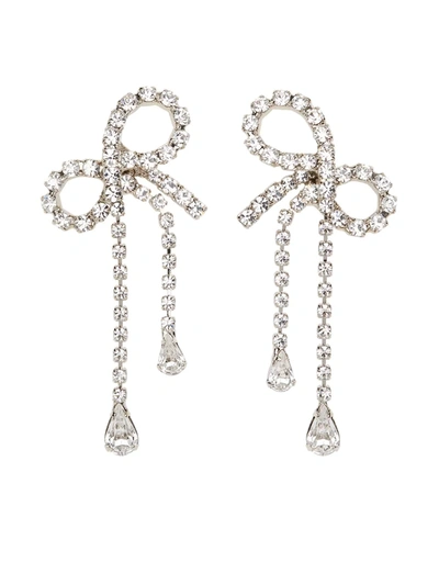 Jennifer Behr Silver Tone Mirabelle Crystal Bow Earrings In White