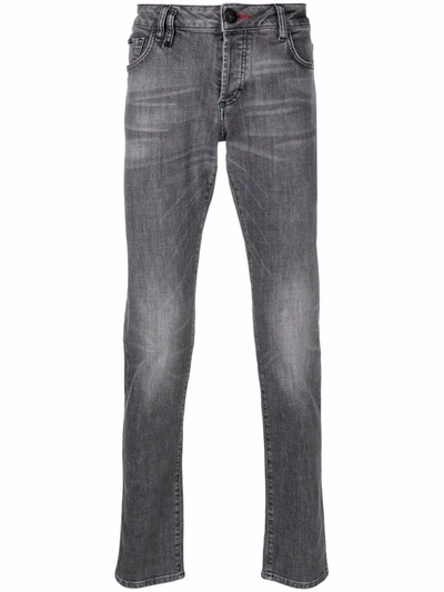 Philipp Plein Low-rise Slim-fit Jeans In Gray