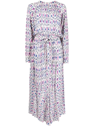 Isabel Marant Étoile Graphic-print Long-sleeve Dress In Neutrals