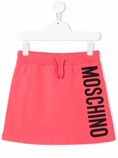 Moschino Kids' Fleece Skirt With Logo In Red