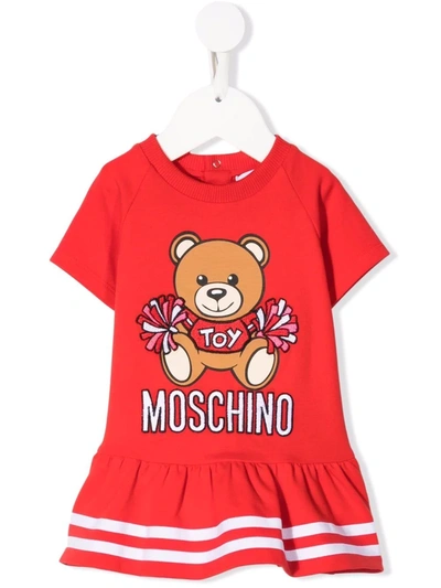 Moschino Babies' Logo-print Short-sleeve Dress In Rosso