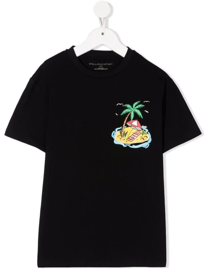 Stella Mccartney Kids' Graphic-print Cotton T-shirt In Black