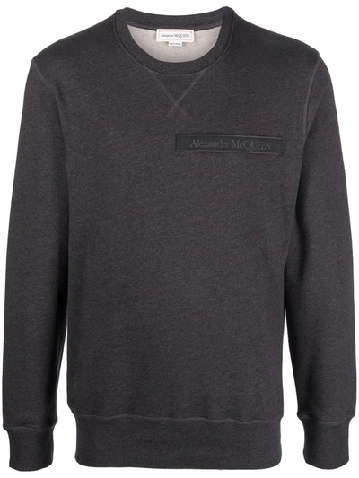 Alexander Mcqueen Logo-patch Cotton Sweatshirt In Grey