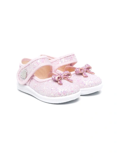 Monnalisa Kids' Glittered Ballerina Shoes In Pink