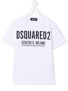 Dsquared2 White T-shirt With Black Print Dsquared Kids In White