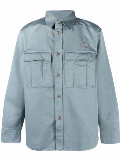 Diesel S-roow Button-up Shirt In Blue