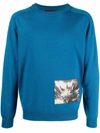 A BETTER MISTAKE PETROL GRAPHIC-SQUARE CASHMERE JUMPER