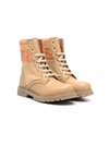 Fendi Beige Boots For Kids With Double Orange Ff In Brown