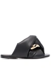 Jw Anderson Twist Chain Flat Slide Sandals In Black