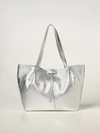 Patrizia Pepe Bag In Grained Leather In Silver