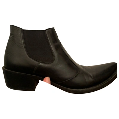 Pre-owned Gianni Barbato Leather Ankle Boots In Black