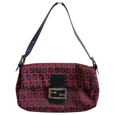 Pre-owned Fendi Baguette Cloth Handbag In Red