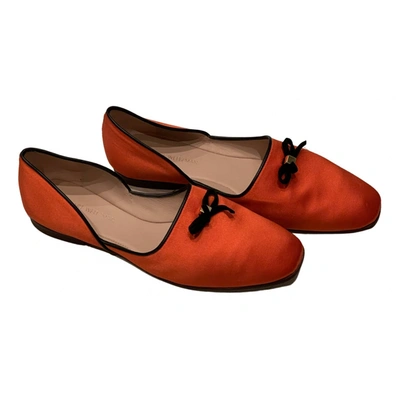 Pre-owned Stuart Weitzman Leather Ballet Flats In Orange