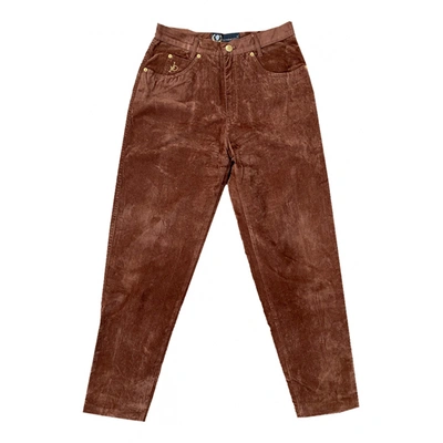 Pre-owned Roccobarocco Straight Pants In Brown