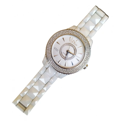 Pre-owned Dior Christal Ceramic Watch In White